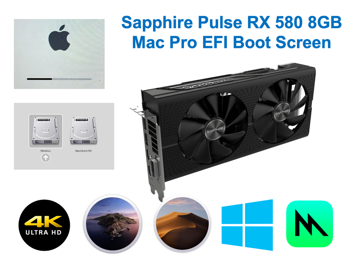 Sapphire Pulse RX580 8GB Mac Pro native EFI boot screen dqupgrade