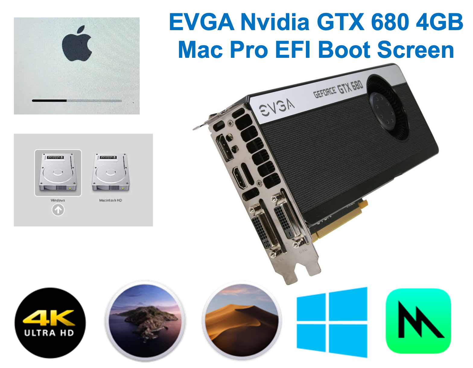 デスクトップ型PC Apple - Mac Pro - GTX 680 - SSD - Mojave EVGA Nvidia GTX 680 4GB Mac Pro EFI boot screen Metal 4K