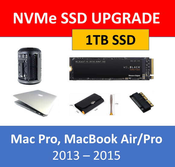 WD Black 1TB NVMe SSD Mac Pro 2013 MacBook Air/Pro 2013 2014 2015 Upgrade Kit