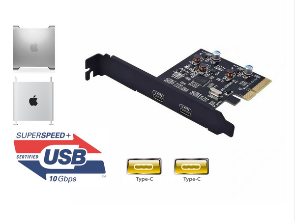 USB 10Gbps PCIe Adapter Type-C x2 Mac Pro 5,1 4,1